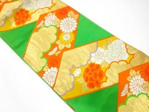 アンティーク　菊・牡丹模様織り出し袋帯（材料）